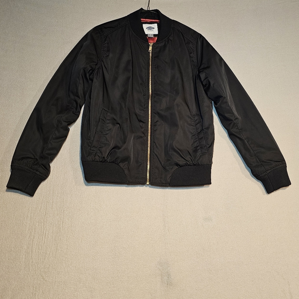 Old Navy Black‎ Bomber Jacket with Red Lining Size S